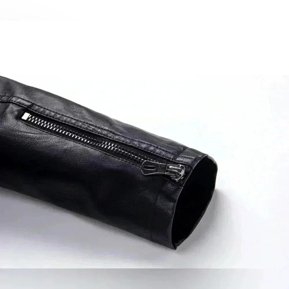 ChouYatou Men's Black Faux Leather Jacket Size: XS - Picture 2 of 16